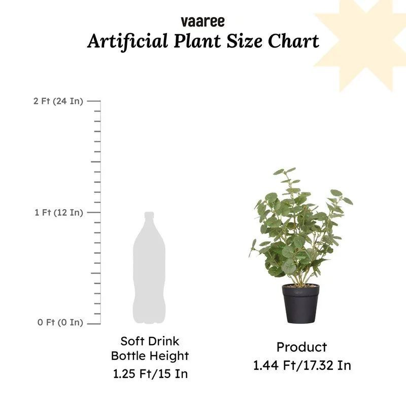 Artificial Geranium Plant With Black Fiber Pot (Green) - 1.4 Feet media 7