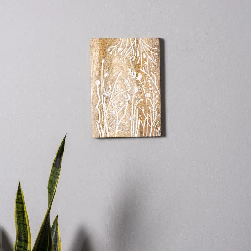 Nature's Whisper Stem and Leaf Carved Wooden Wall Plate media 1