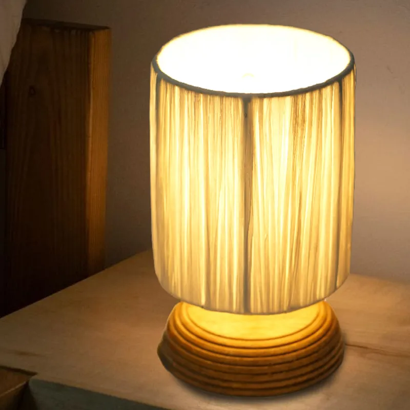 NoirLit Boho Mango Wood Table Lamp - Beige media 1