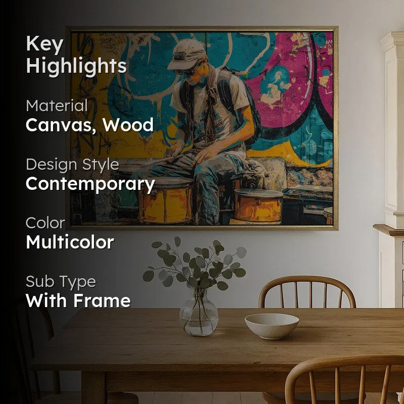 Drum Echo Canvas Wall Painting With Frame media 2