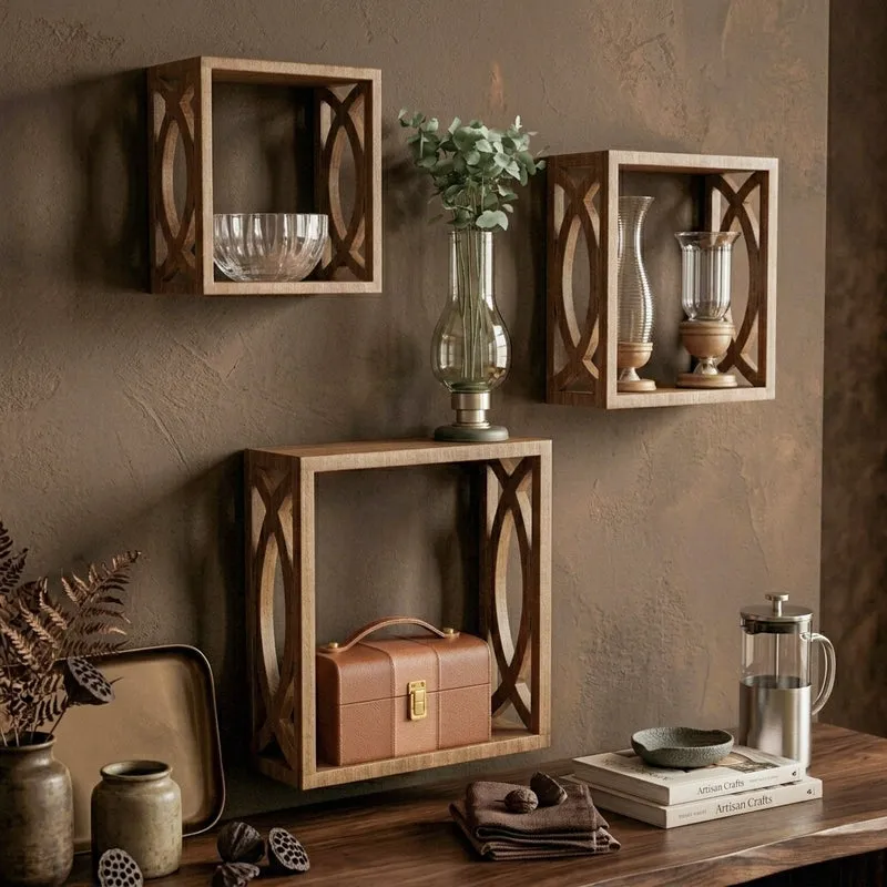 Eclectic Exhibitors Wall Shelf - Brown - Set Of Three media 4