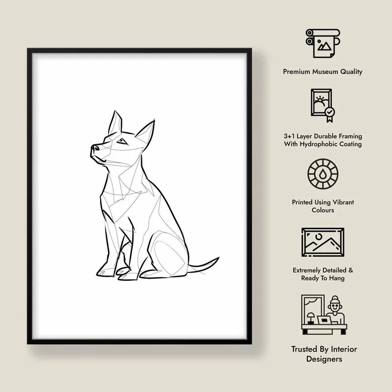 Geometric Dog Archival Canvas Wall Art - Black Frame media 8
