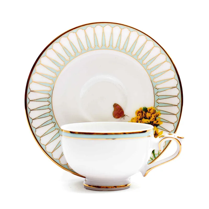 Basant 24k Gold Brushed Porcelain Tea Cup & Saucer (280 mL) - Set of Six media 4