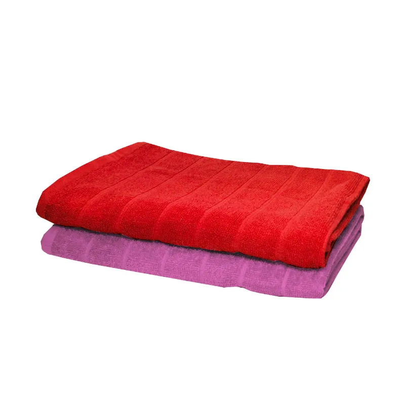 Sarda Bath Towel (Red & Puple) - Set Of Two media 4