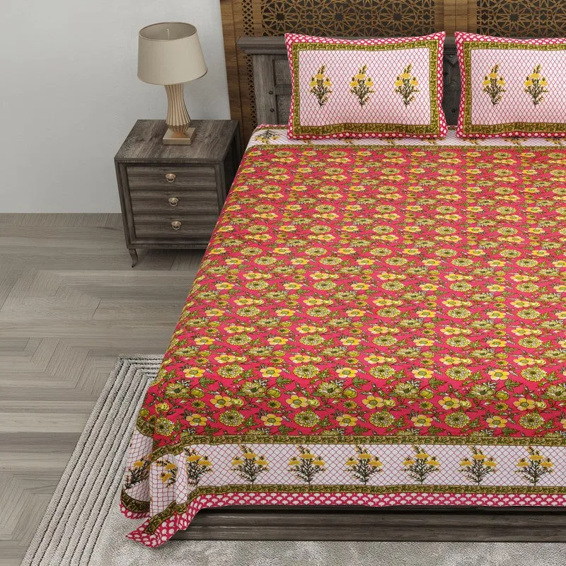 Bloomus Cotton Bedsheet (Red,Pink) - 240 TC media 3