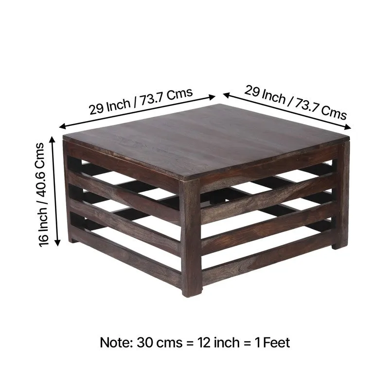 Qervo Sheesham Wooden Center Table - Natural Brown media 11