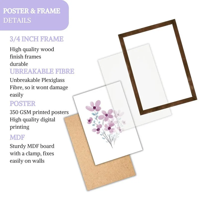 Dreamy Florals Paper Wall Painting With Frame - Brown media 7
