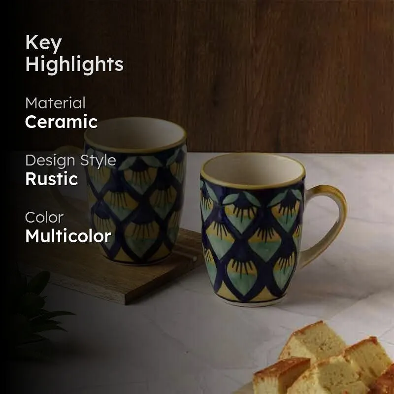 Colorful Ceramic Coffee Mug (270 mL Each) - Set of Two media 2