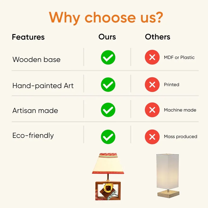 Eshwari Handcrafted Wooden Table Lamp - Multicolor media 6
