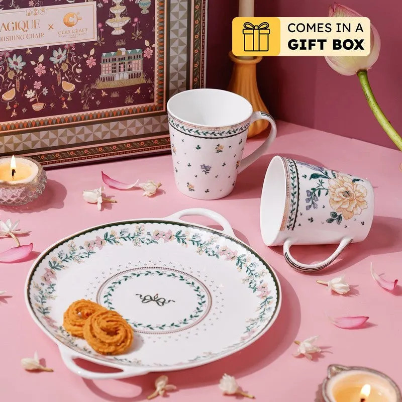 Magique by The Wishing Chair Emerald Ribbon Lustre Mugs & Platter With Giftbox - Three Piece Set media 1