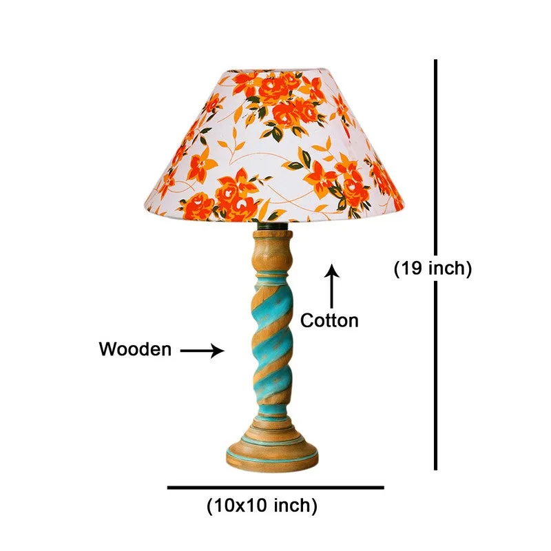 Elara Zyra Floral Wooden Table Lamp - Multicolor media 8