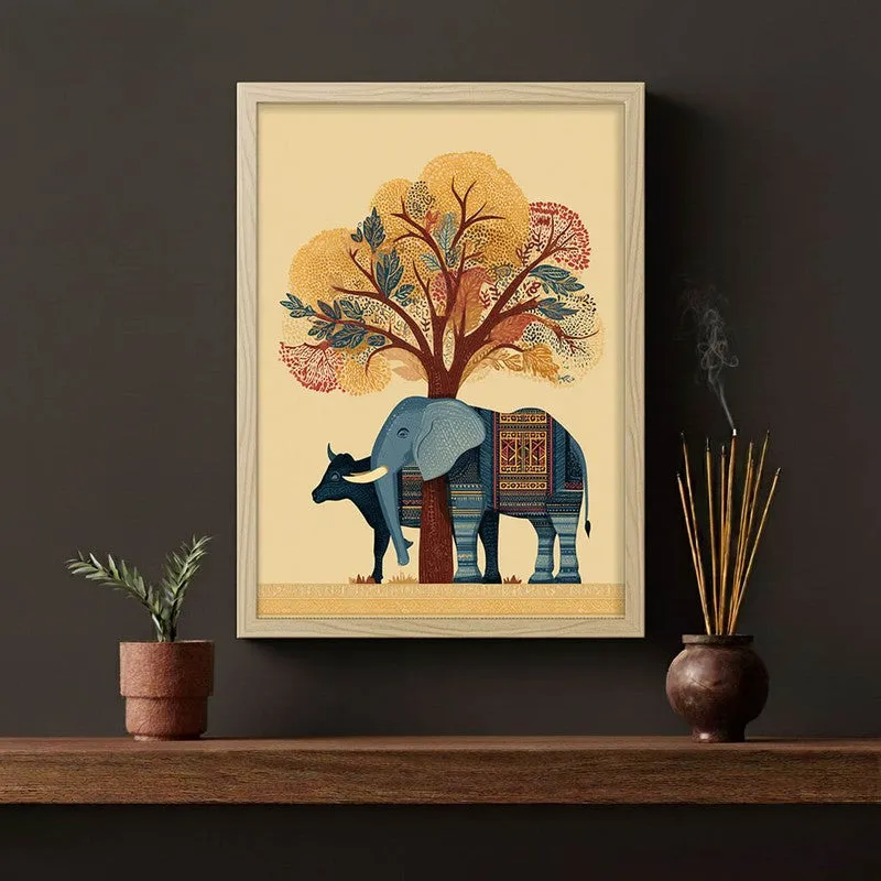 Gajraj Canvas Wall Painting With Brown Frame media 3