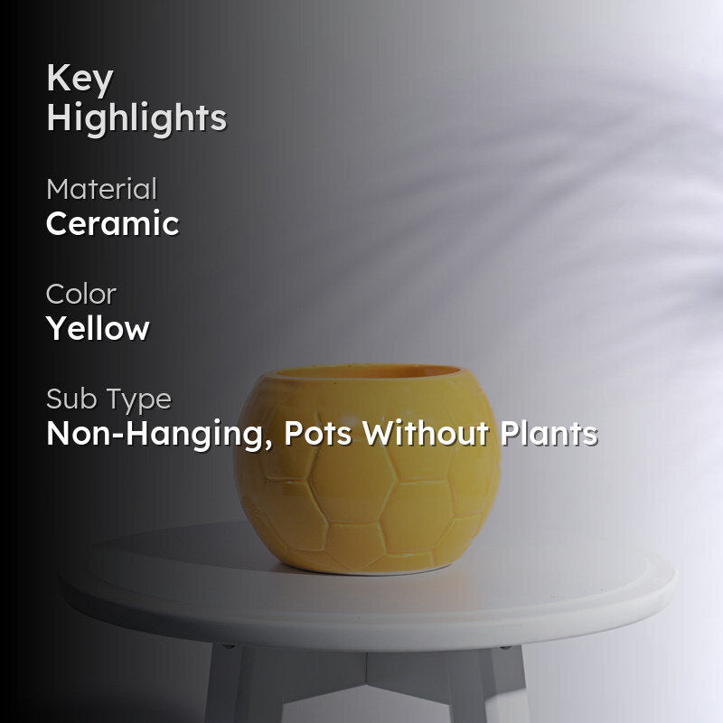 Ugaoo Football Yellow Ceramic Pot media 2