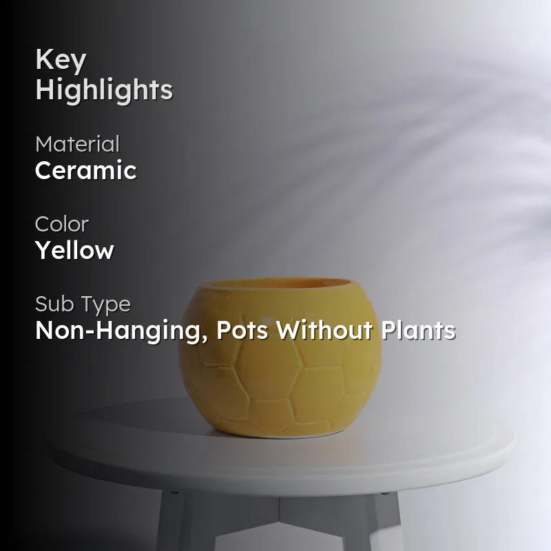 Ugaoo Football Yellow Ceramic Pot media 2
