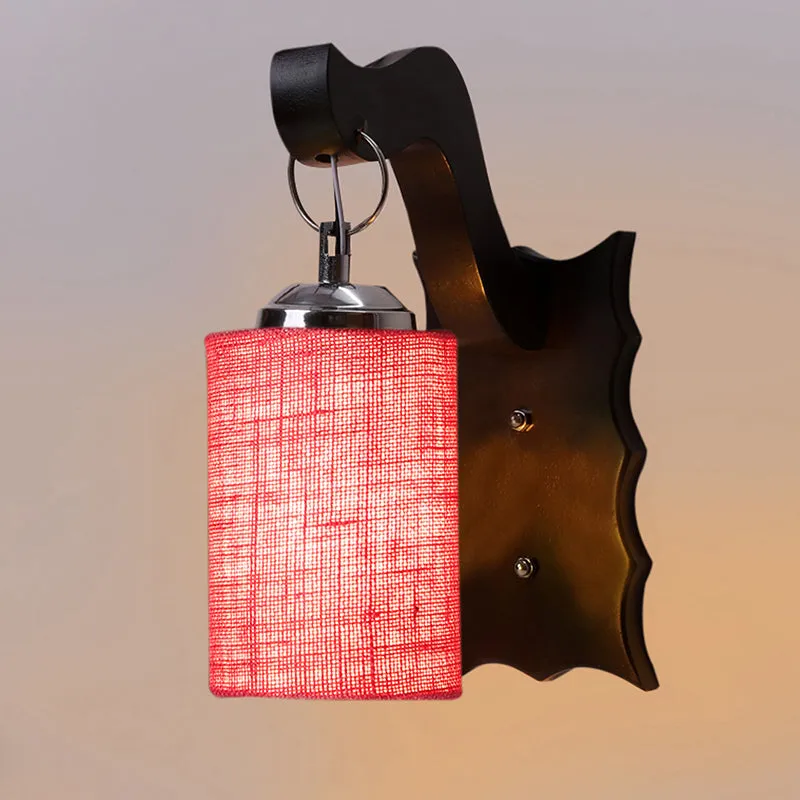 Delphi Jute & Wooden Wall Lamp - Pink media 4