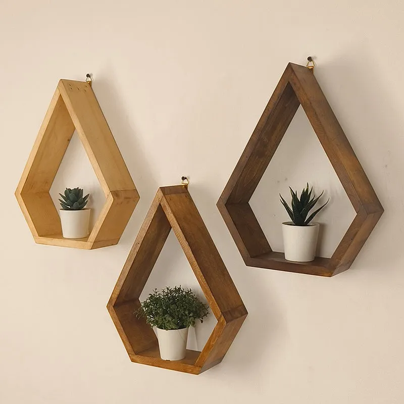 Gildwood III Diamond Shaped Wooden Wall Shelves - Set of 3 media 3