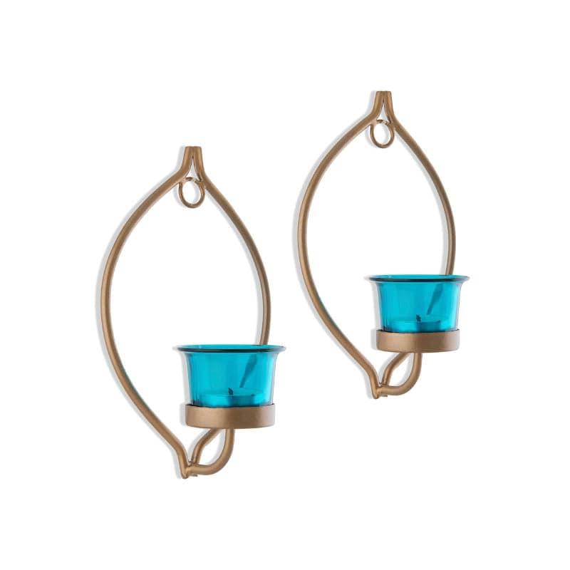 Leafy Sconce Candle Holder (Turquoise) - Set Of Two media 4