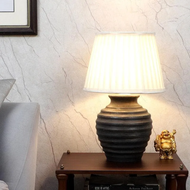 Vesara Palmer Fabric Table Lamp - White,Black media 1