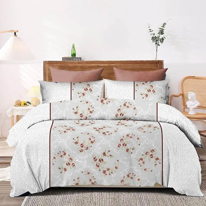 Floral Bouquet Cotton Bedsheet (Grey) - 170 TC media 6