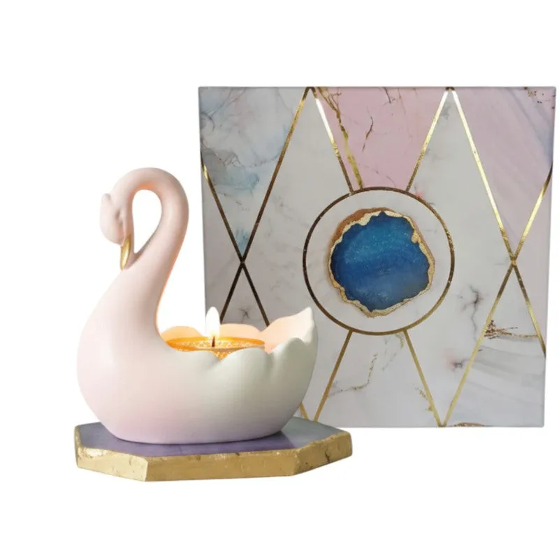 Swan Shaped Resin Tea Light Candle Holder - Purple media 8
