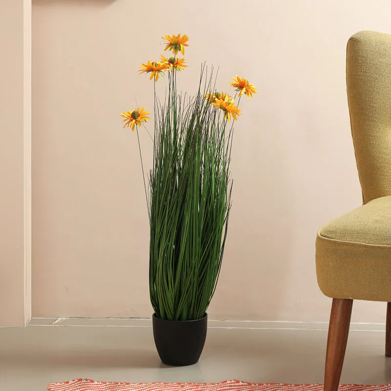 Allena Artificial Allium Grass With Black Plastic Pot - 2.8 Feet media 3