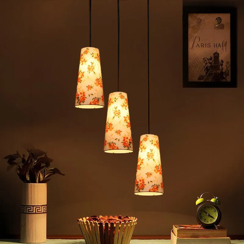 Nordic Neutral Triple Metal Ceiling Lamp - White & Orange media 1