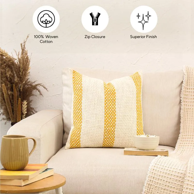 Shivalik Striped Cushion Cover (Yellow) - Set Of Two media 5
