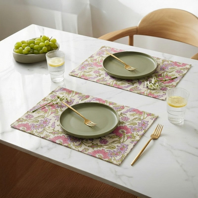 Botanical Bliss Canvas Table Mats - Set Of Two