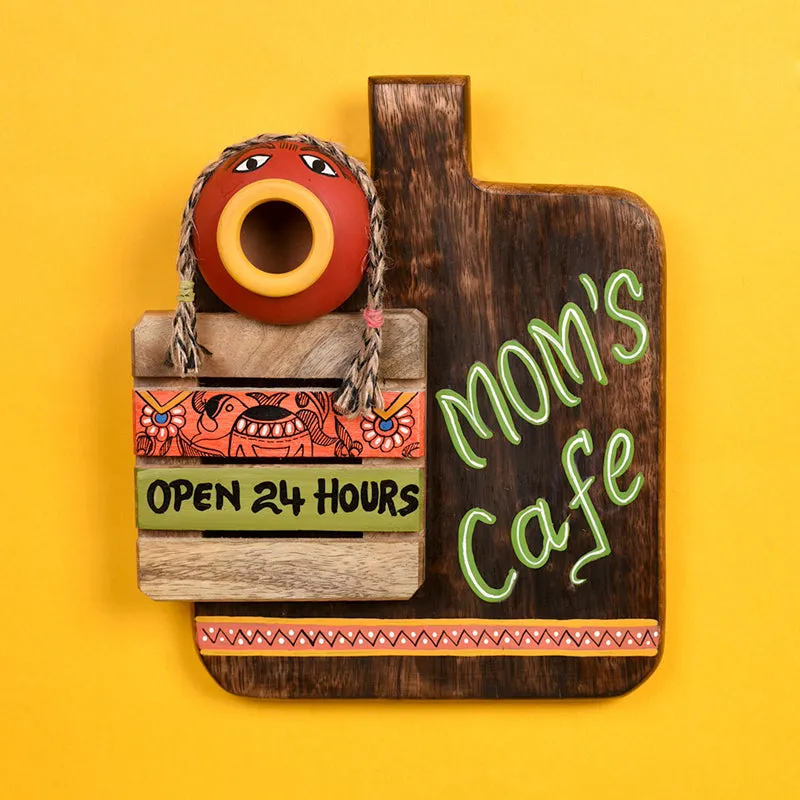 Moms Cafe Ethnic Handcrafted Wooden Wall Accent media 1