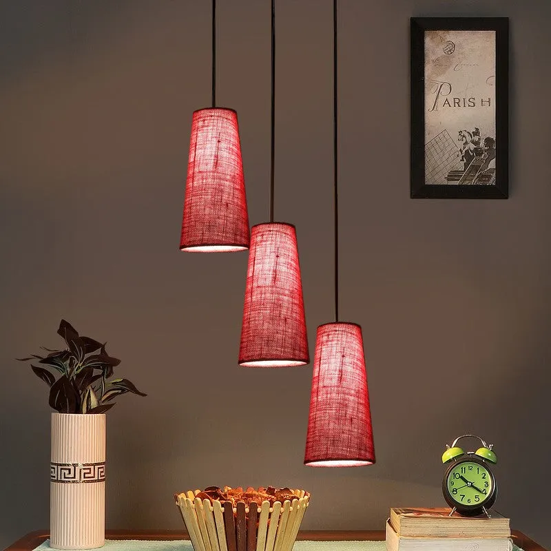 Nordic Neutral Triple Metal Ceiling Lamp - Maroon media 2