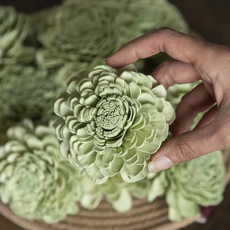 Fleura Sola Wood Artificial Dahlia Flower (Green) - Set Of Ten media 4