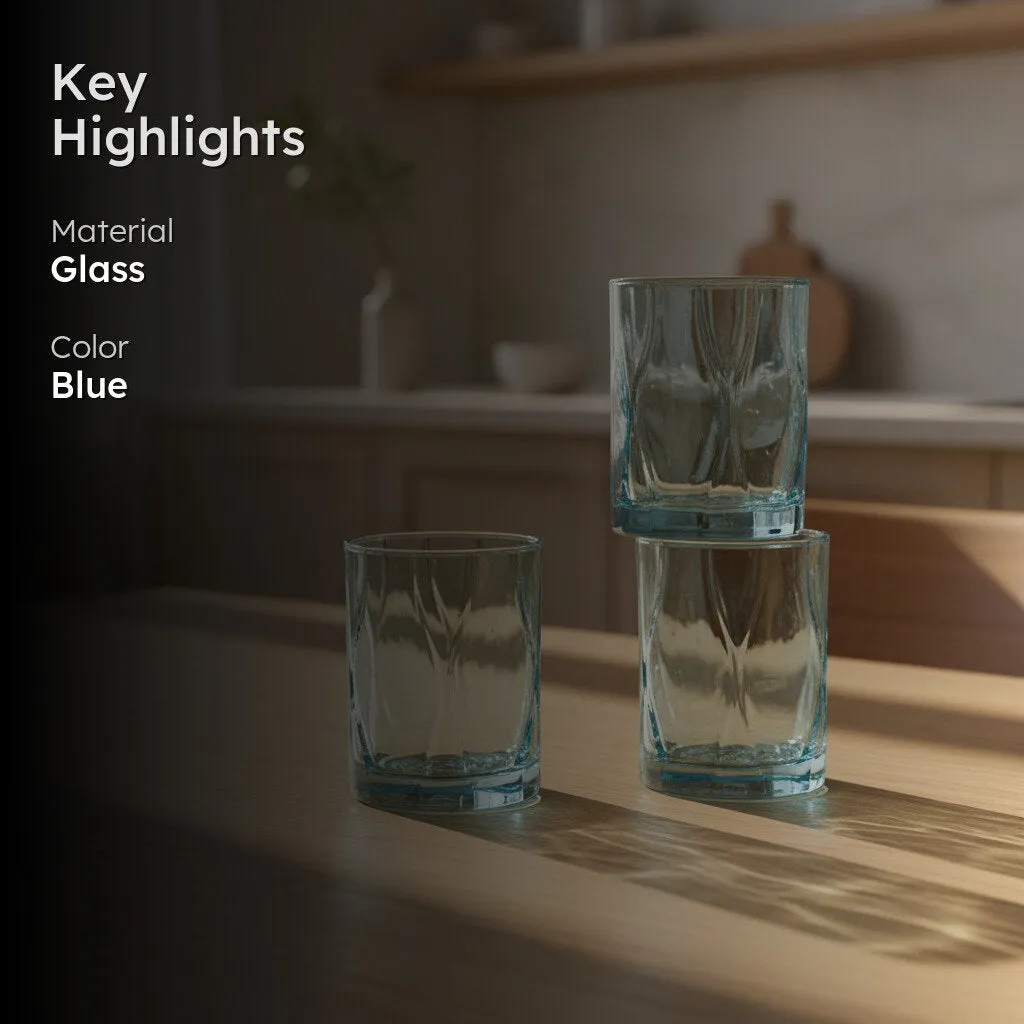 Kenzie Blue Glass Tumbler (300 ML) - Set Of Six media 2