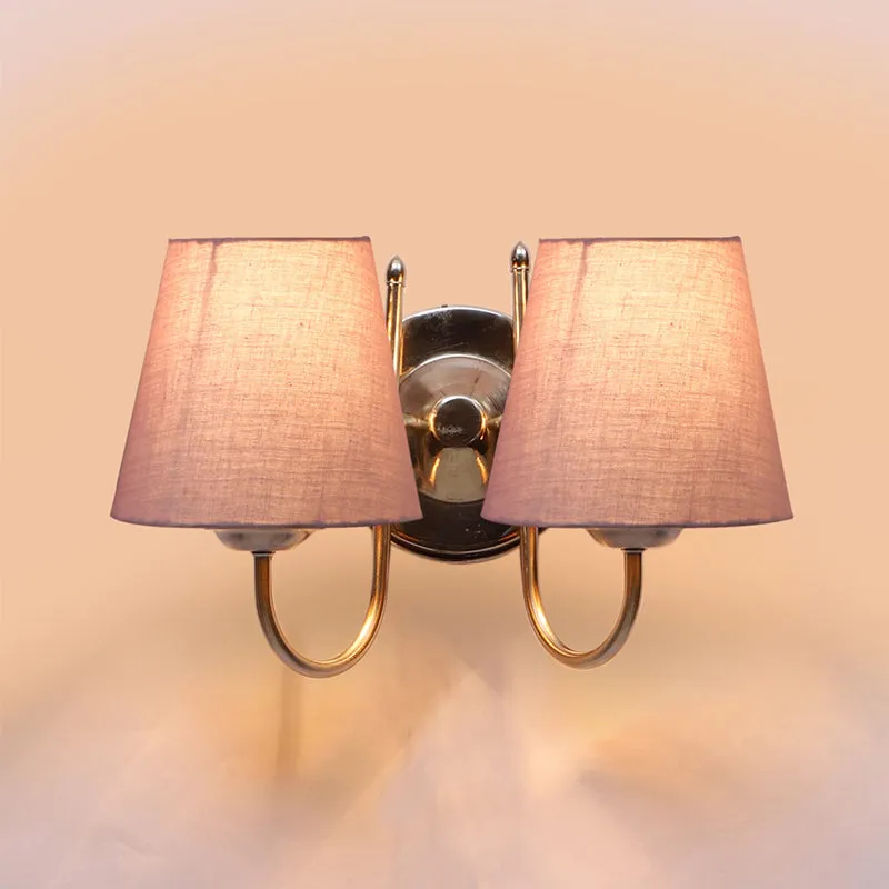 Veda Duo Conical Fabric & Metal Wall Lamp - Grey media 3