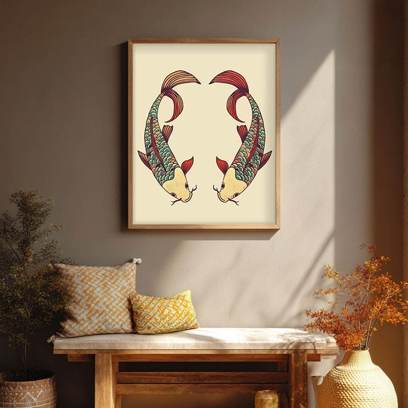 Decorative Bird Illustration Canvas Wall Painting  With Brown Frame media 5