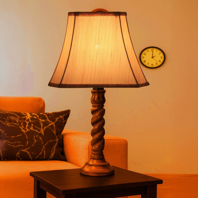 Elvane Rivo Wooden Table Lamp - OffWhite