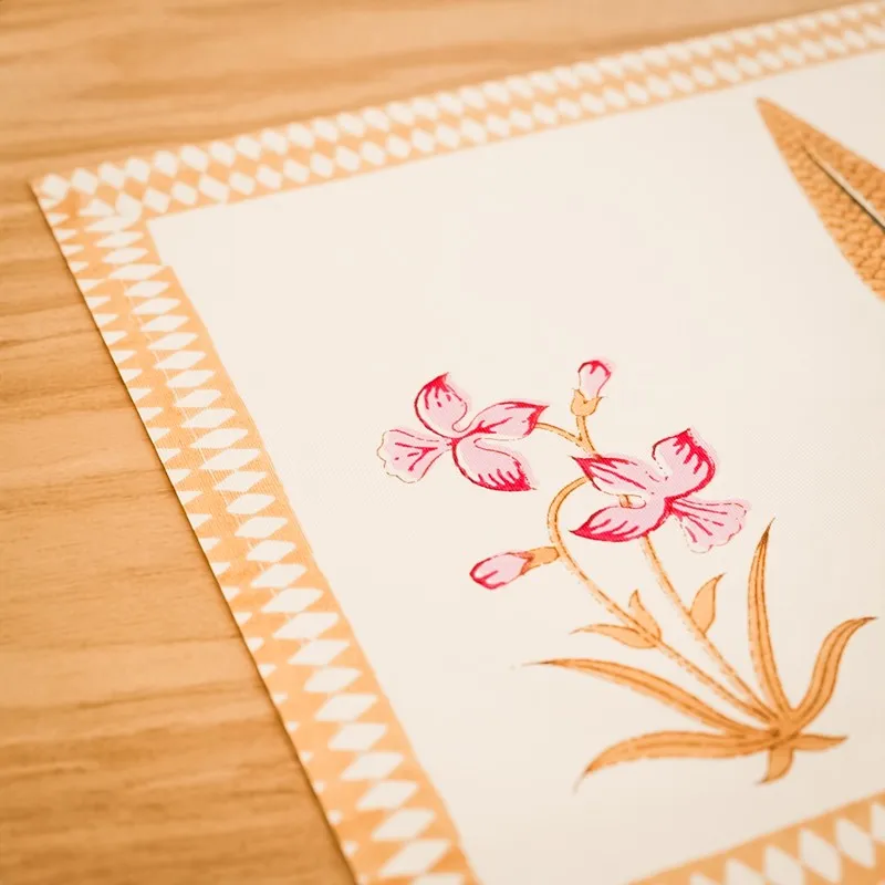 Classic Linen Cotton Table Linen Set (Orange) - Seven Piece Set media 7