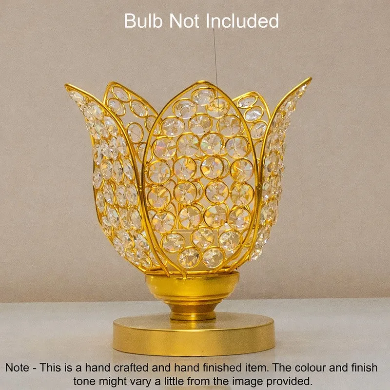 Floral Culture Metal Table Lamp - Gold media 4