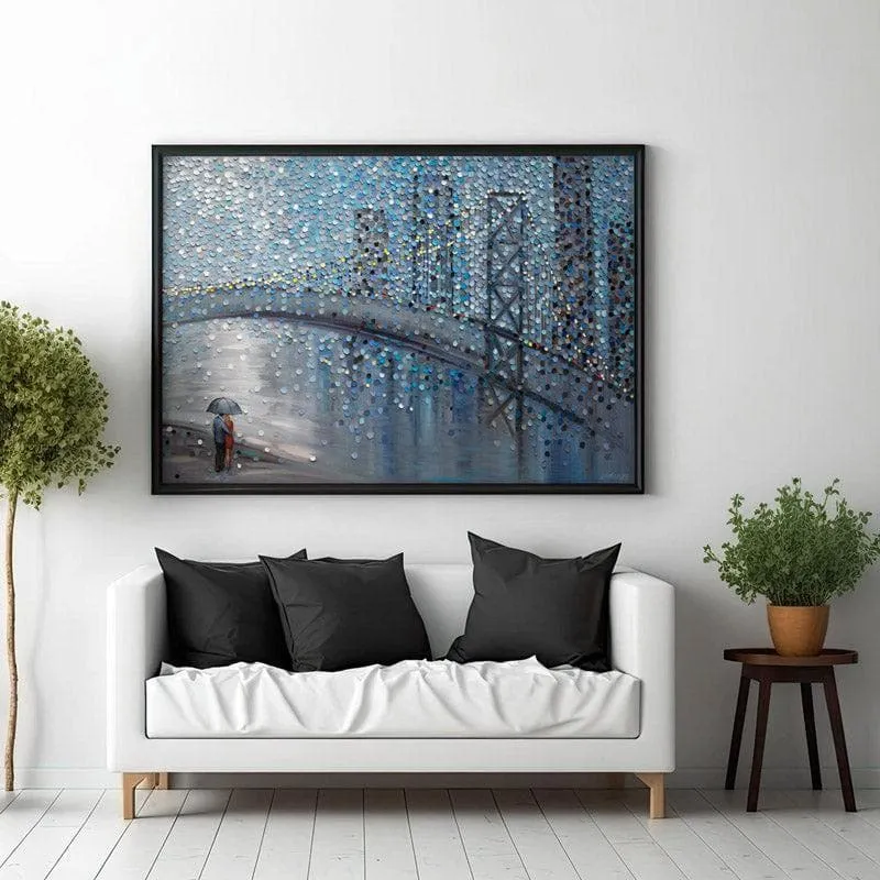Rainy Date Canvas Wall Painting - Black Frame media 3