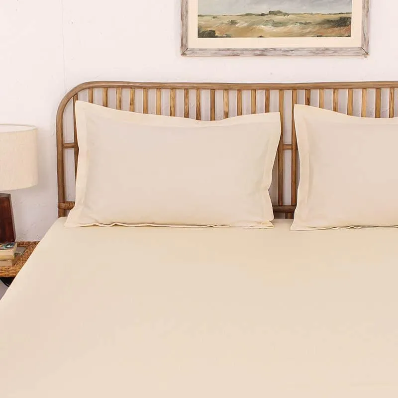 Dreamy Delight Cotton Bedsheet (Off White) - 610 TC media 1