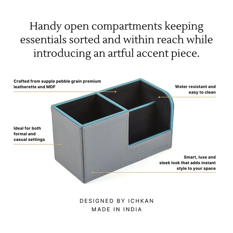 Tisca Faux Leather Desk Organizer - Grey media 3