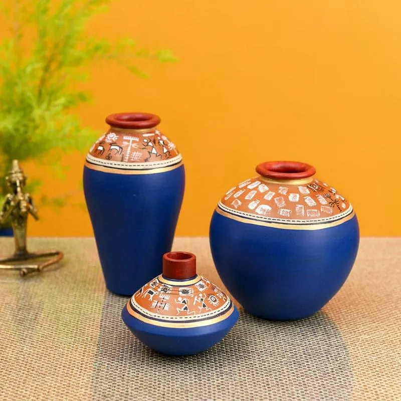 Consus Tribal Terracotta Vase - Set Of Three media 1