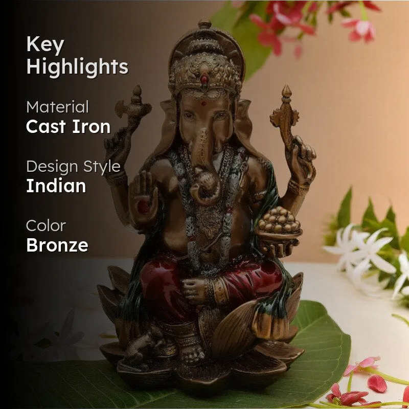 Shri Ganesha Iron Idol - Bronze media 2