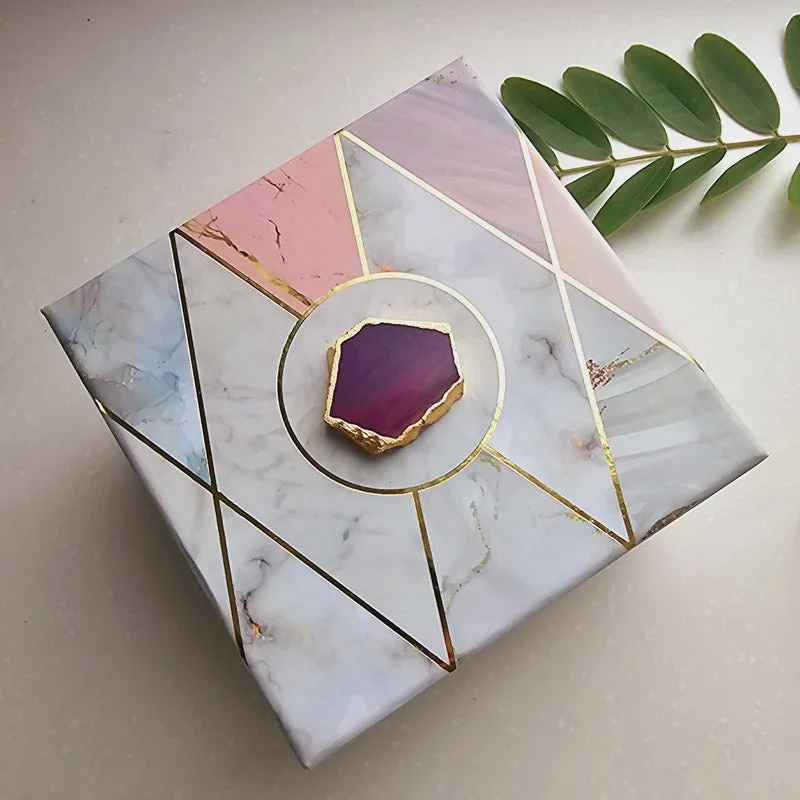 Om Agate & Marble Tealight Candle Holder - Pink media 6