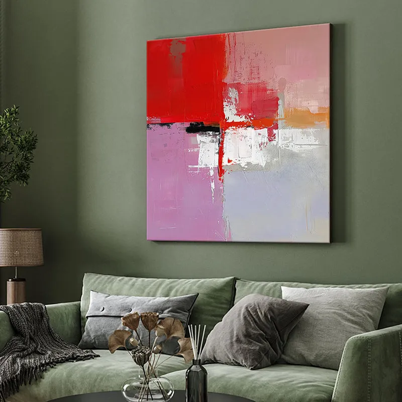 Red & Pink Abstract Wall Painting media 4