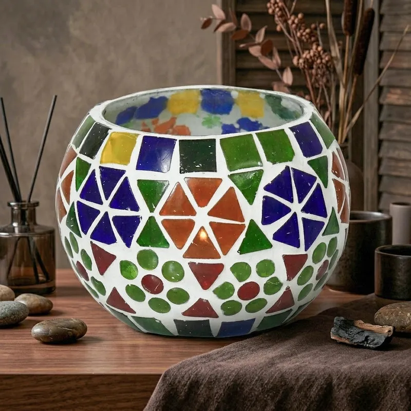Srishti Mosaic Glass Tealight Candle Holder media 4