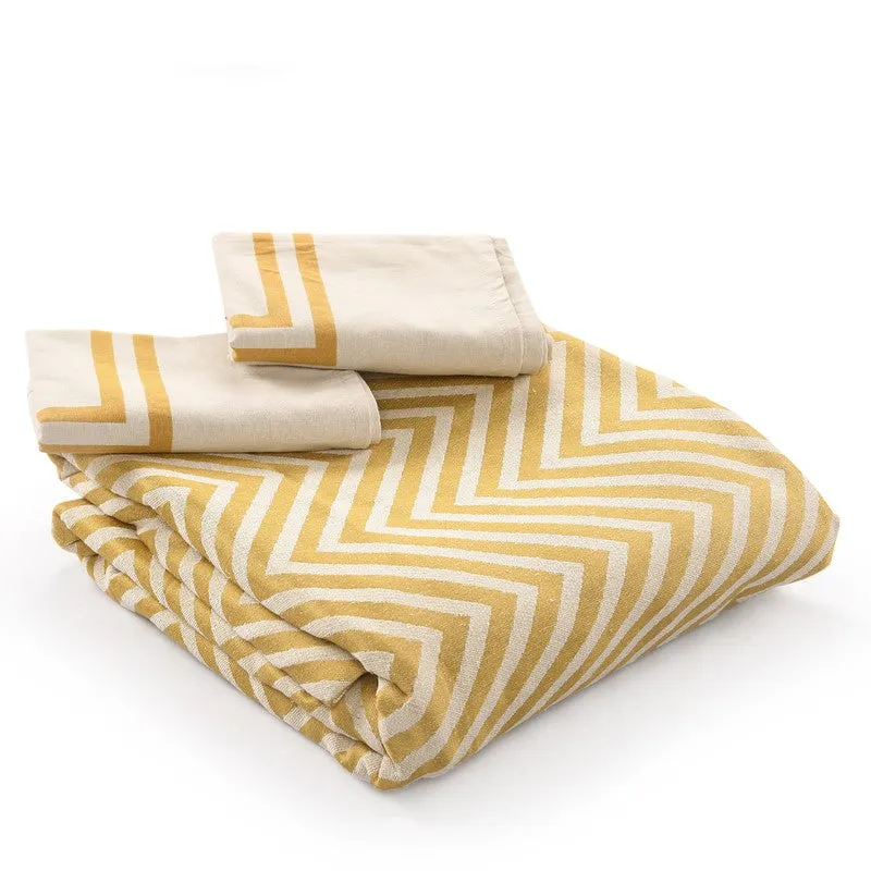 Wave Whisper Cotton Bedsheet (Yellow) - 224 TC media 6