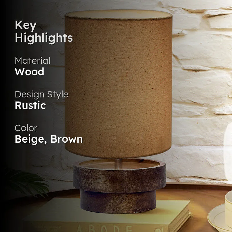 Oleda Carve Wooden Table Lamp - Beige,Brown media 2