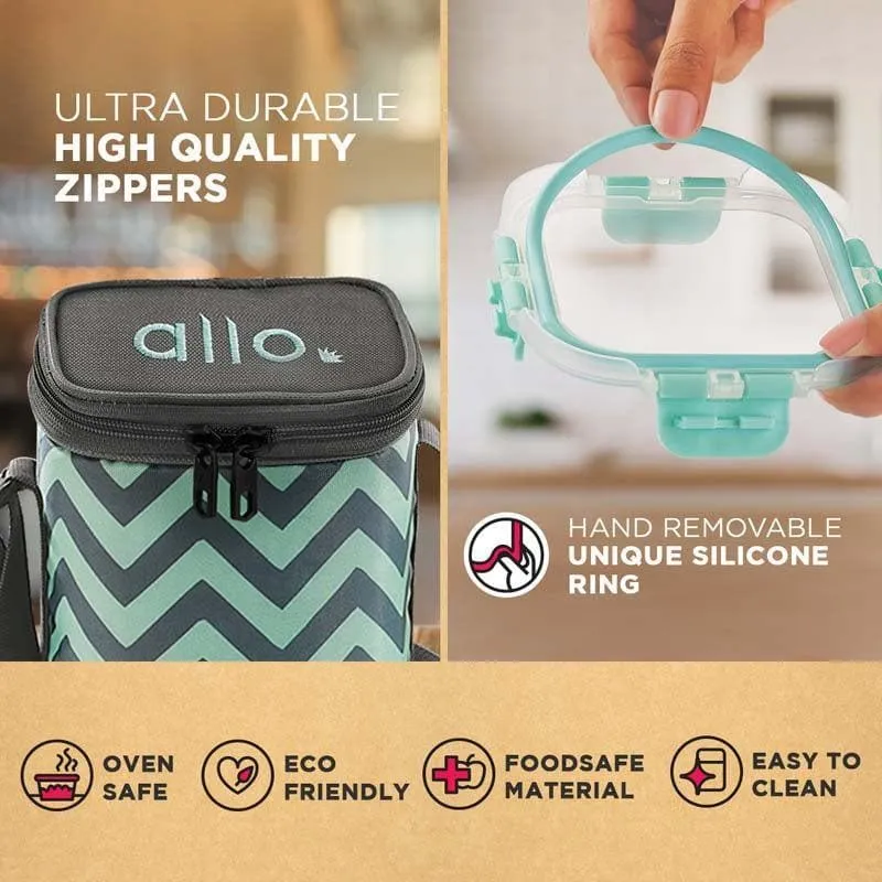Jonas Lunchbox With Square Chevron Bag (310 ML) - Set Of Two media 5