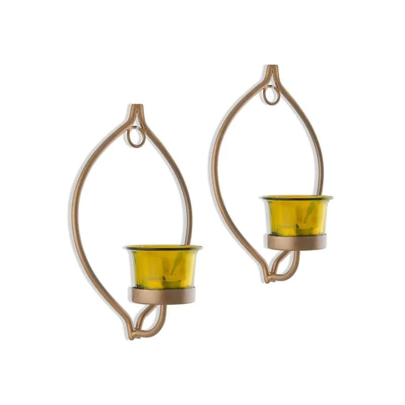 Leafy Sconce Candle Holder (Yellow) - Set Of Two media 3