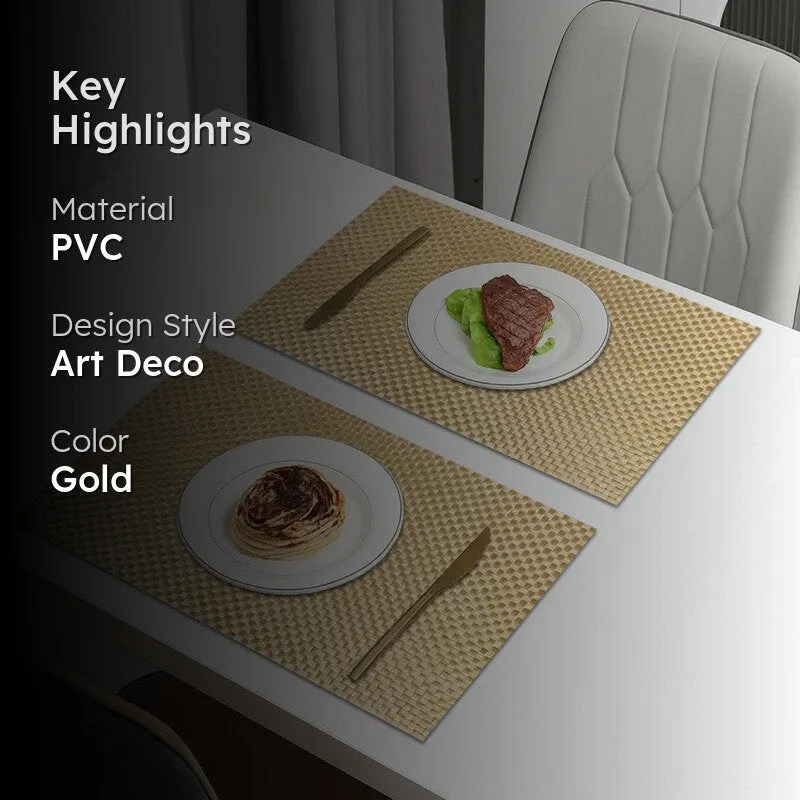 Vionne Golden Rectangle PVC Table Mats - Set Of Two media 2